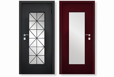 Дверь входная Red & Black со стеклом от производителя - фабрики ENTER